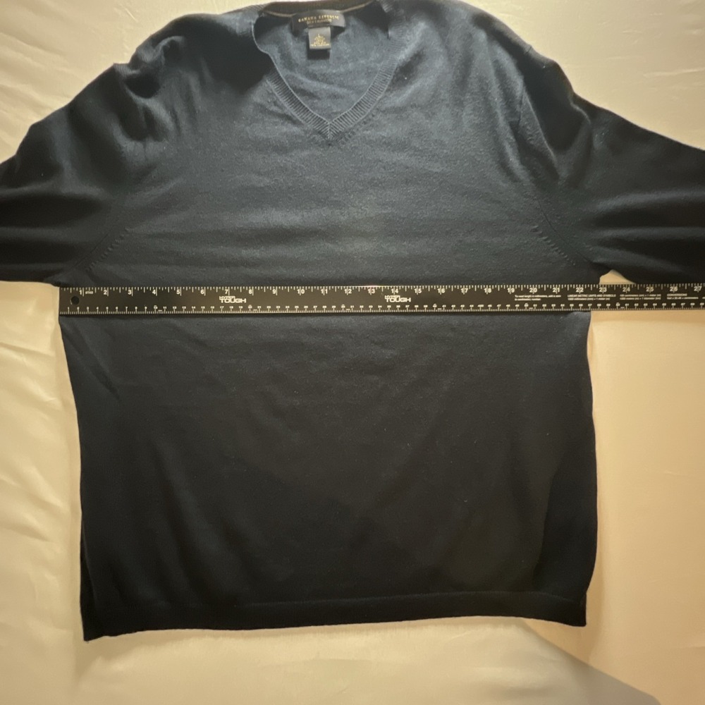 Banana Republic Mens Silk Cashmere V-Neck Sweater Navy Blue Large RN 54023 - Picture 6 of 10